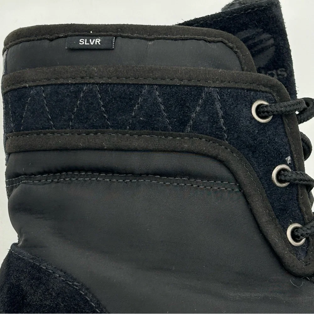 Adidas Slvr Outdoor Boot Women Sz 7 Lace Up Leather Nylon‎ Winter Gorpcore Black